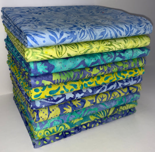 Anthology Batiks "Limelight" Half-yard Bundle - 10 Fabrics, 5 Total Yards