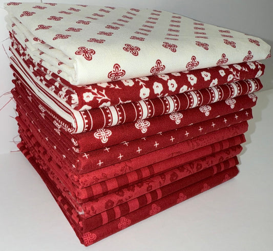 Riley Blake "Heirloom Red" Half-yard Bundle - 10 Fabrics, 5 Total Yards
