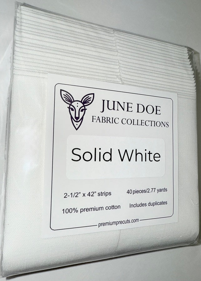 June Doe Fabric Collections - Supreme Cotton Solid White - 40-Strip Pack