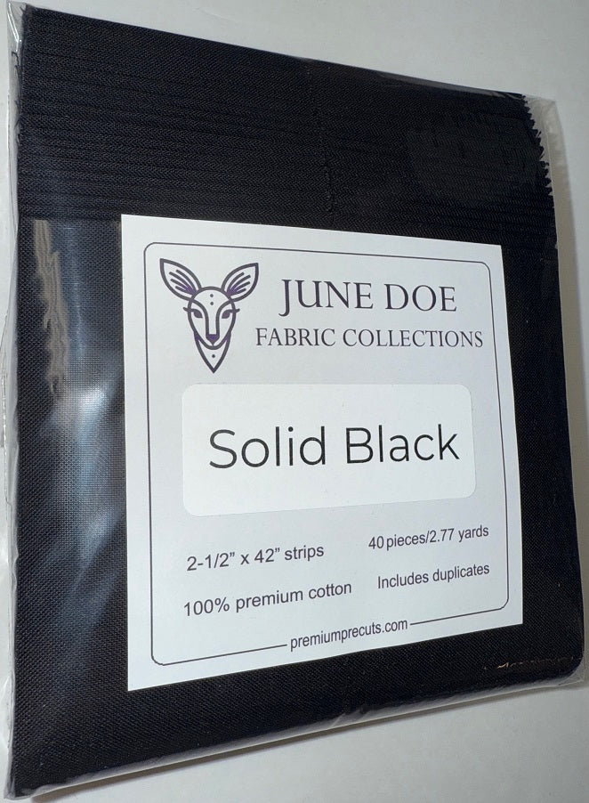 June Doe Fabric Collections - Supreme Cotton Solid Black - 40-Strip Pack
