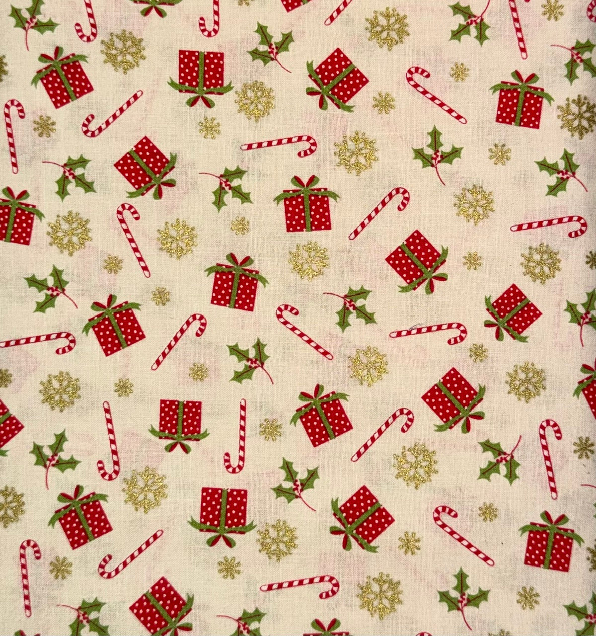 (5 yd) Choice Fabrics Merry Christmas Metallics Presents 49807-M01