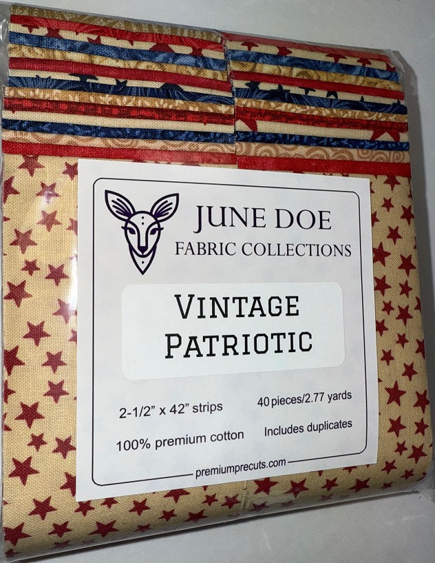 June Doe Fabric Collections - Vintage Patriotic - 40-Strip Pack