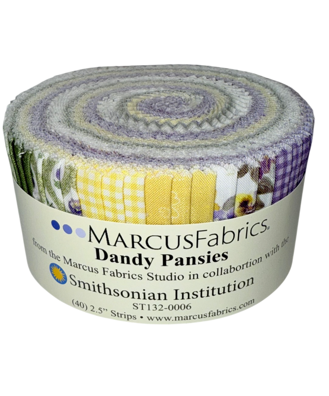Marcus Fabrics - Dandy Pansies (Smithsonian Institute) - 40 2.5" Strips/Jelly Roll