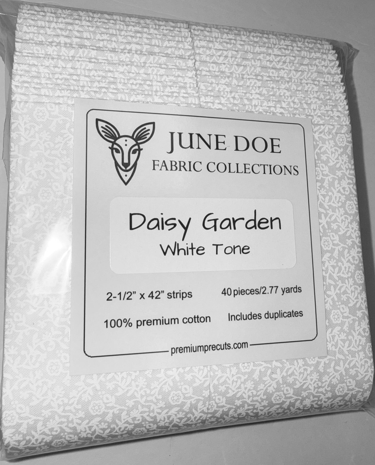 June Doe Fabric Collections - Daisy Garden (White Tone) - 40-Strip Pack