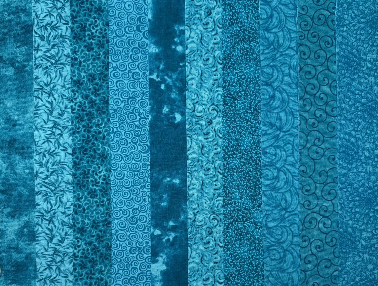 June Doe Fabric Collections - Turquoise Basics - 40-Strip Pack