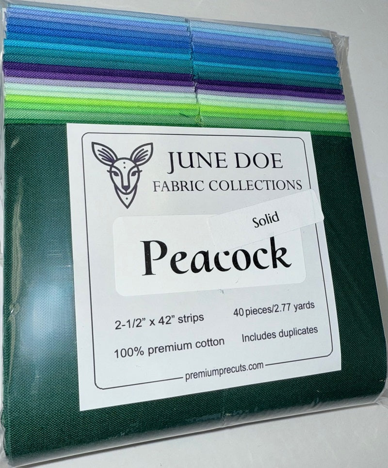 June Doe Fabric Collections - Peacock Solid - 40-Strip Pack
