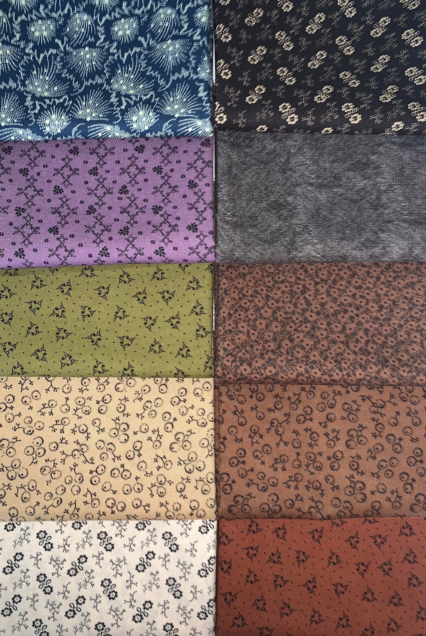 Robert Kaufman "Stephenson County" (Col. 1) Half-Yard Bundle - 10 Fabrics, 5 Total Yards