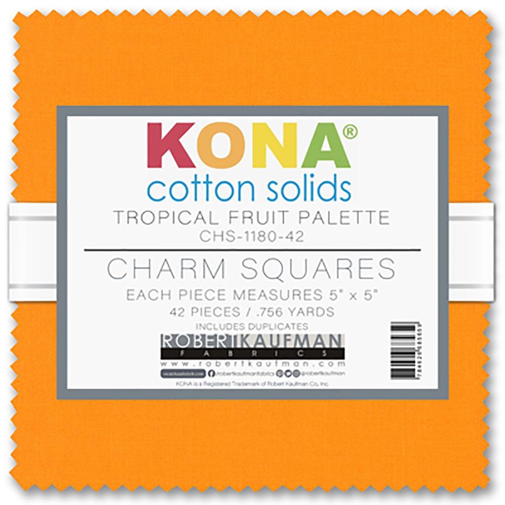 Charm Pack 5x5 Squares - Robert Kaufman Kona Solid Tropical Fruit Colorway - 40 5" Squares