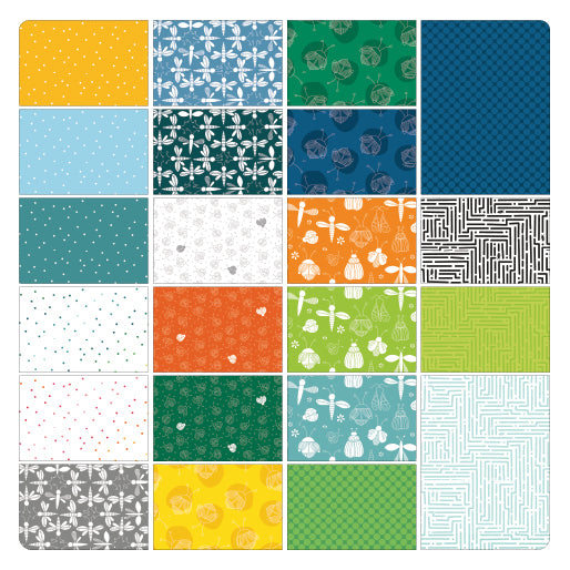Benartex Lucky Bugs Strip-pies - 40 2.5" Strips