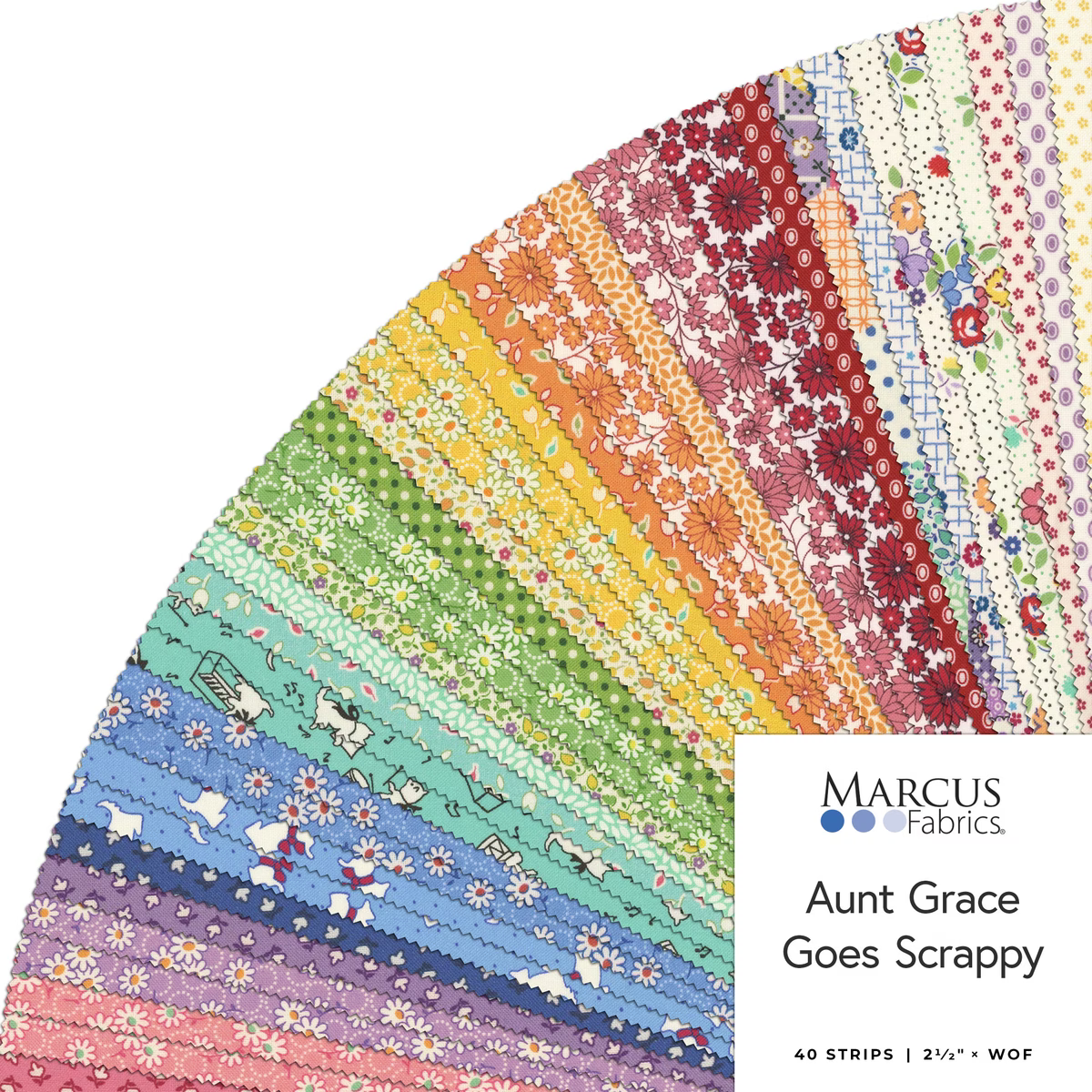 Marcus Fabrics - Aunt Grace Goes Scrappy By Judie Rothermel - 40 2.5" Strips/Jelly Roll