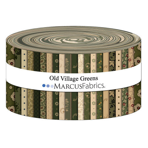 Marcus Fabrics - Old Village Greens by Pam Buda - 40 2.5" Strips/Jelly Roll
