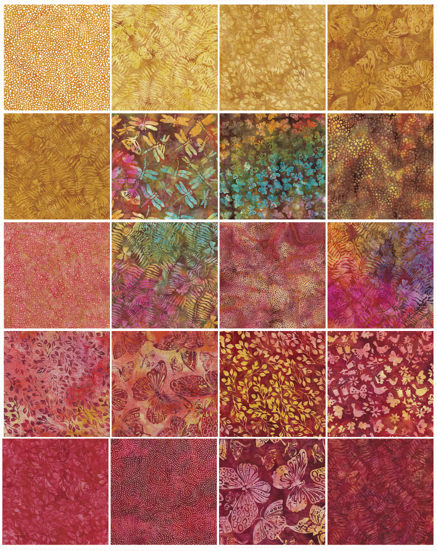 Island Batik - Monarch - 20 Fabrics, 40 Total Strips