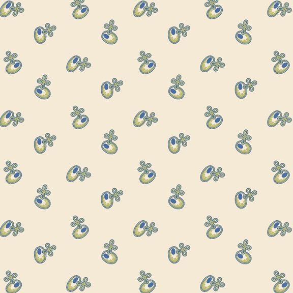 (5 yd) Marcus Fabrics Yellow Sky Buttons R21-33-Ivory