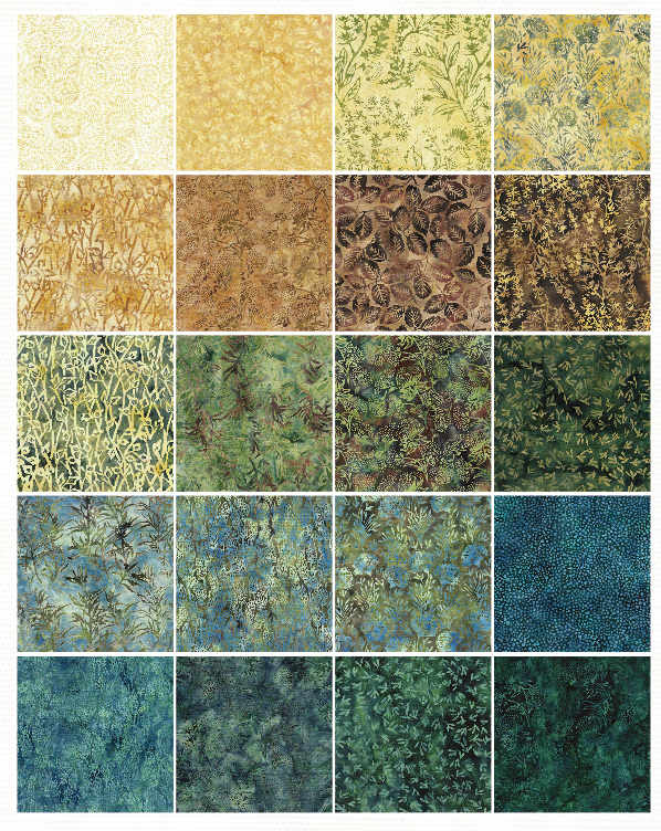 Island Batik - Natural Healing - 20 Fabrics, 40 Total Strips