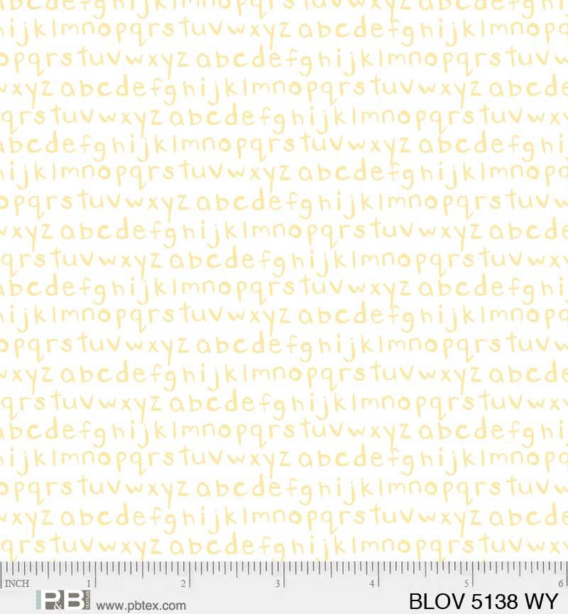 (5 yd) P&B Bunny Love Alphabet Yellow/White 05138-WY