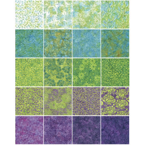 Island Batik - Petal Poetry - 20 Fabrics, 40 Total Strips