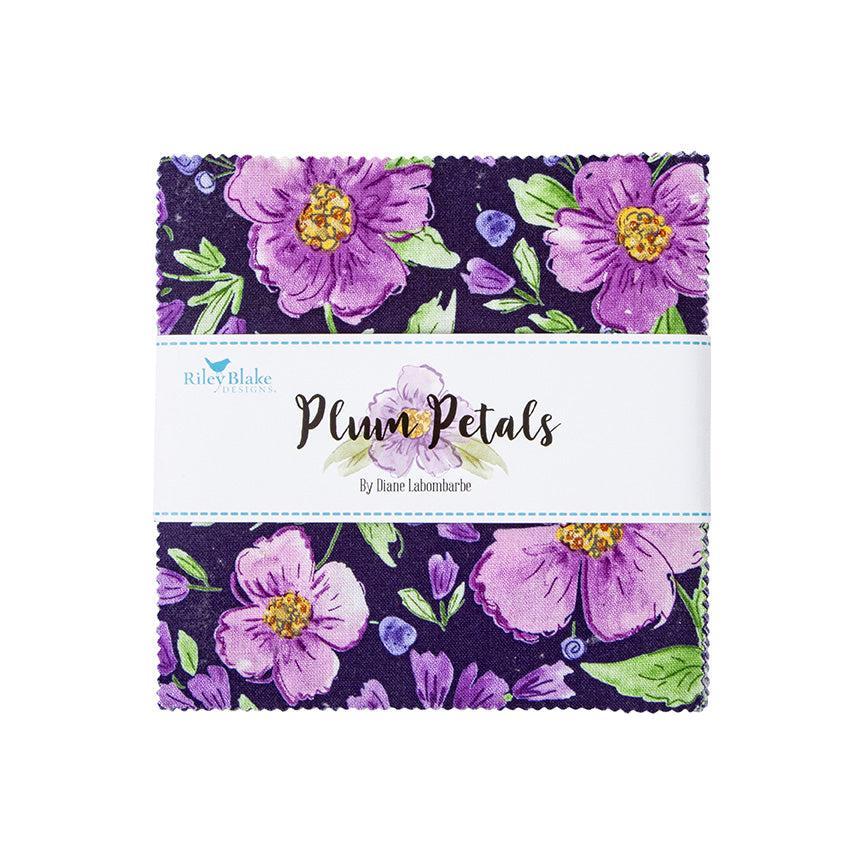 Charm Pack 5x5 Squares - Riley Blake Plum Petals 5-inch Stacker - 40 5" Squares