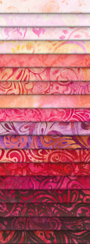 Robert Kaufman Artisan Batiks: Rouge by Lunn Studios - Complete Collection Roll Up  - 40 Total Strips