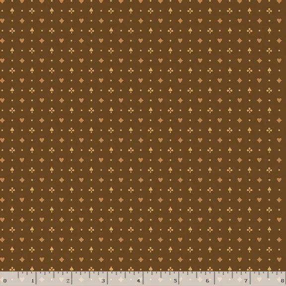 (5 yd) Marcus Fabrics Carrie's Caramels And Creams Playing Card Brown R101018D