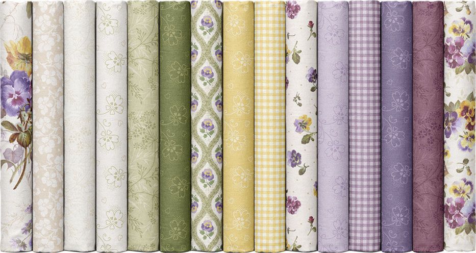 Marcus Fabrics - Dandy Pansies (Smithsonian Institute) - 40 2.5" Strips/Jelly Roll