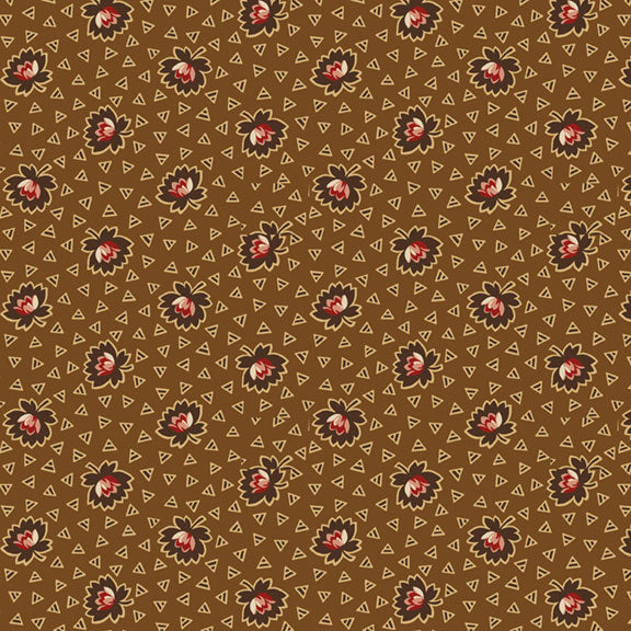 (6 yd) Marcus Fabrics Butternut & Peppercorn II R170751 Brown Double Bloom