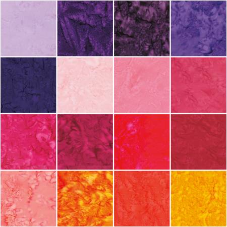 Riley Blake Expressions Batiks Hand Dyes "Sunset Sorbet" - 40-Strip Rolie Polie