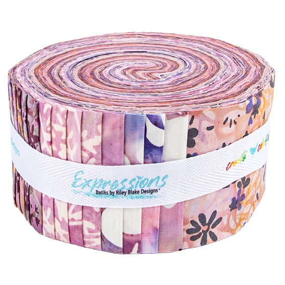 Riley Blake Misty Wildflowers Expressions Batiks - 40 Strip Rolie Polie