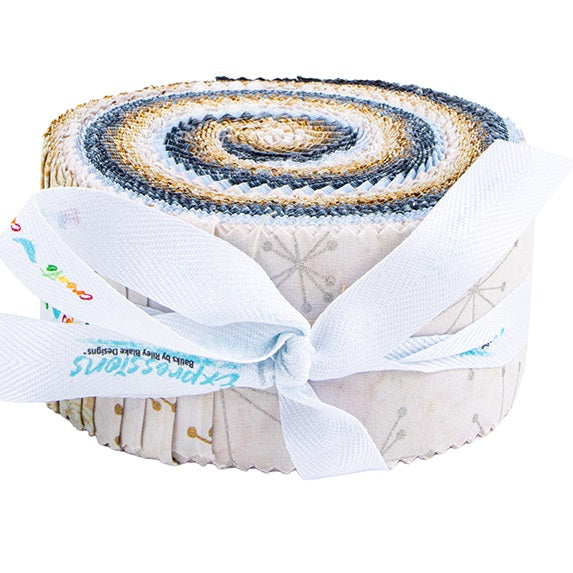 Riley Blake Holiday Sparkle SILVER & GOLD Batiks Express Yourself! - 40 Strip Rolie Polie