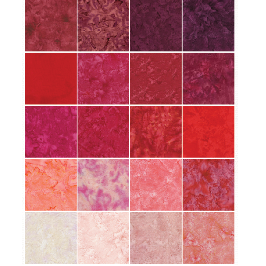 Island Batik - Ravishing Red - 20 Fabrics, 40 Total Strips