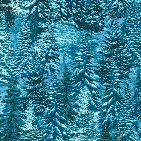 (2.5 yd) Robert Kaufman Snowy Brook SRKM-21579-374 Spruce (Metallic Accents)