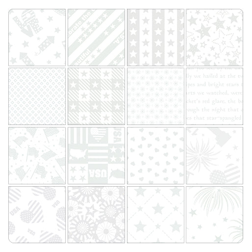 Charm Pack 5x5 Squares - Benartex Star Spangled Whites - 40 5" Squares