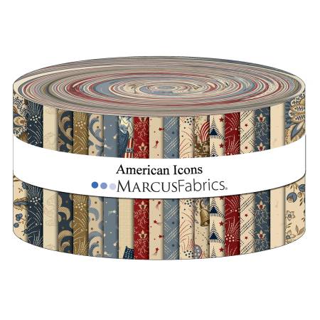 Marcus Fabrics - American Icons by Carrie Quinn - 40 2.5" Strips/Jelly Roll