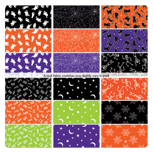 Benartex Black & Boo (Halloween) Strip-pies - 40 2.5" Strips