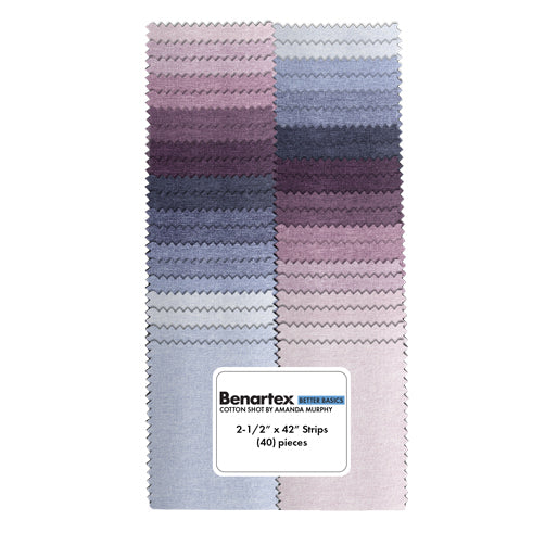 Benartex Cotton Shot Blue/Purple Strip-pies - 40 2.5" Strips