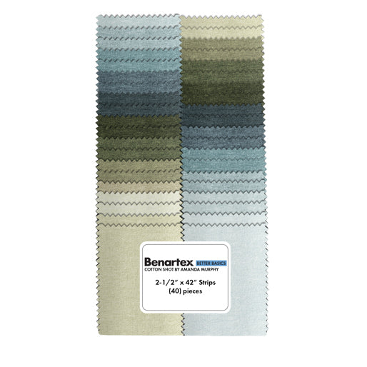 Benartex Cotton Shot Green/Blue Strip-pies - 40 2.5" Strips