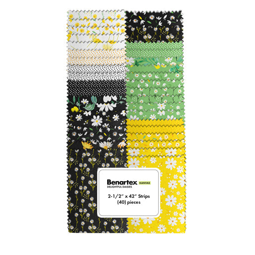 Benartex Delightful Daisies Strip-pies - 40 2.5" Strips