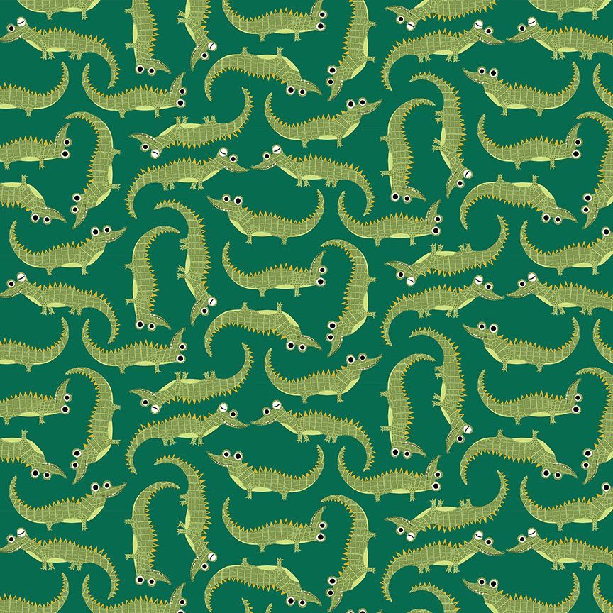 (4 yd) Timeless Treasures Dear Stella-D2891 Spruce Winking Crocs