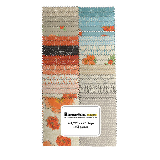 Benartex Modern Vintage Treasured Strip-pies - 40 2.5" Strips