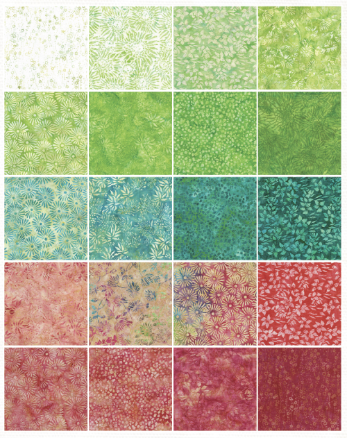 Island Batik - Sunlit Garden - 20 Fabrics, 40 Total Strips
