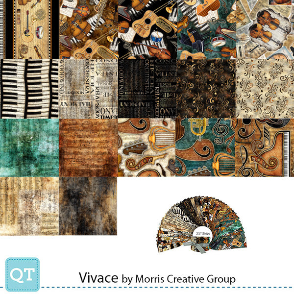 Quilting Treasures QT Fabrics - Vivace by Dan Morris - 40 Strip Jelly Roll