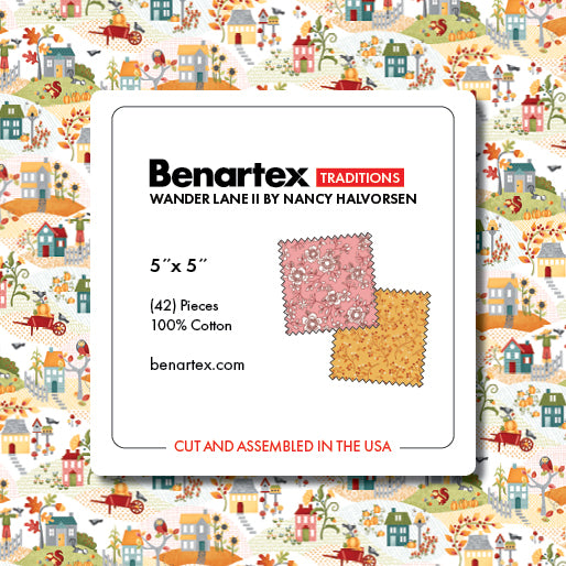 Charm Pack 5x5 Squares - Benartex Wander Lane II - 40 5" Squares