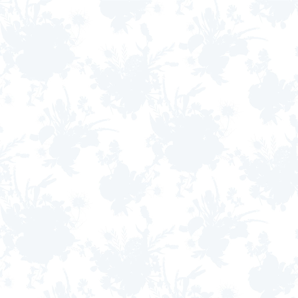 (5 yd) Clothworks Tina's Wildflowers Silhouette White 3966-1