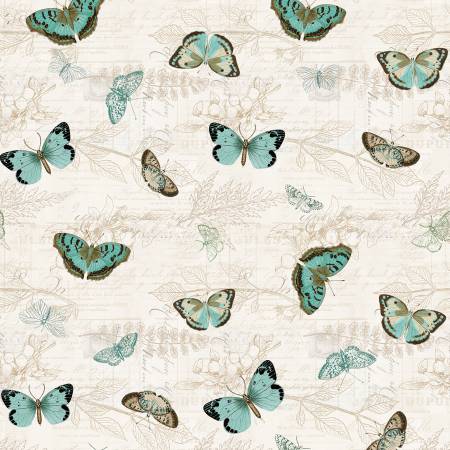 (3.5 yd) Clothworks En Bleu Y4032-2 Light Cream