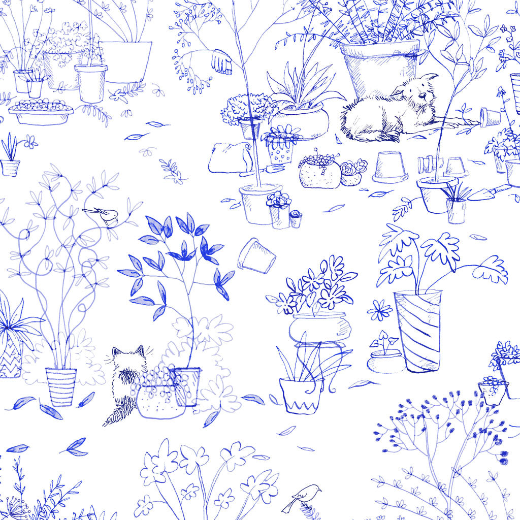 (6 yd) Clothworks What Friends Are For Y4269-31 Royal Blue Linework
