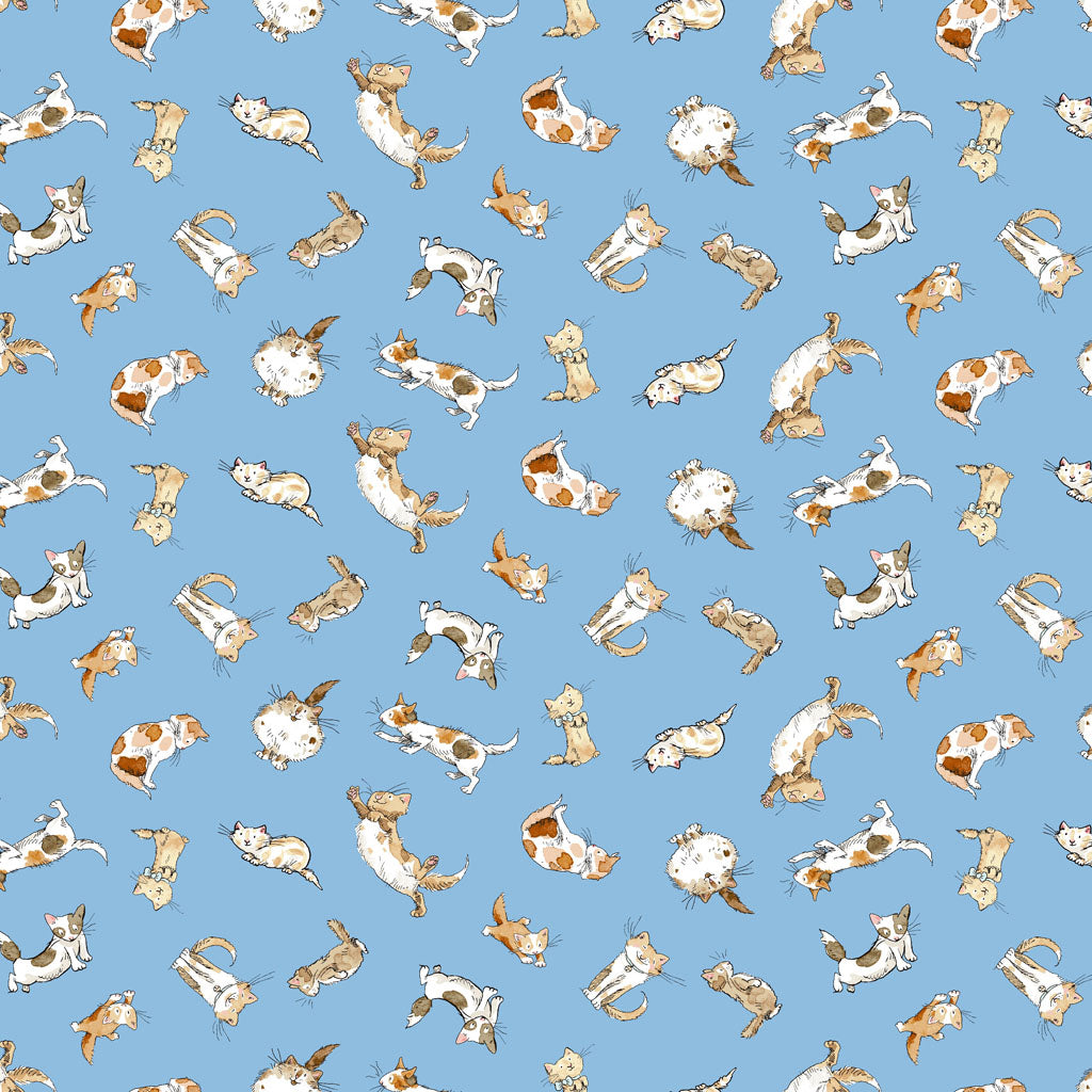 (5 yd) Clothworks What Friends Are For Kittens Blue Y4272-90