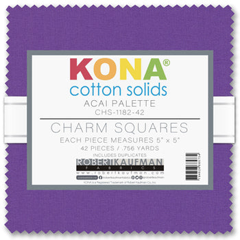 Charm Pack 5x5 Squares - Robert Kaufman Kona Solid Bluebird Colorway - 40 5" Squares