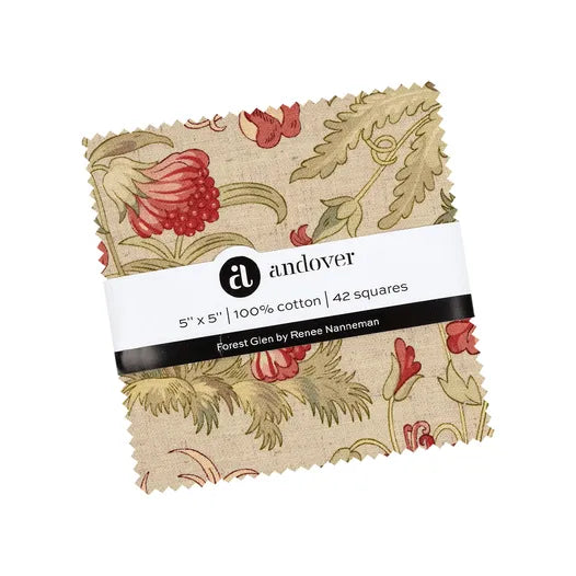 Charm Pack 5x5 Squares - Andover/Makower UK Forest Glen - 40 5" Squares