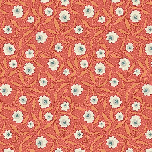 (5 yd) Andover/Makower UK Flower Box Bachelor Button Orange 1016-O