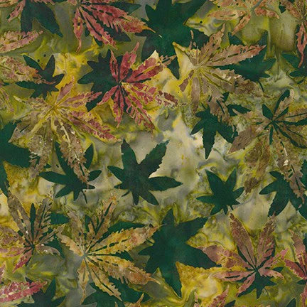 (4 yd) Robert Kaufman Artisan Batik Cannabis Sativa SRK-20502-169 Earth