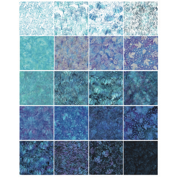 Island Batik - Autumn Twilight - 20 Fabrics, 40 Total Strips